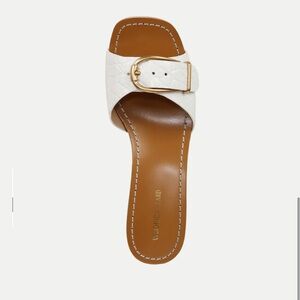 Veronica Beard Cream Sandals with Gold Accent